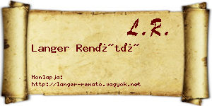 Langer Renátó névjegykártya