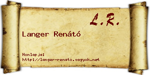 Langer Renátó névjegykártya